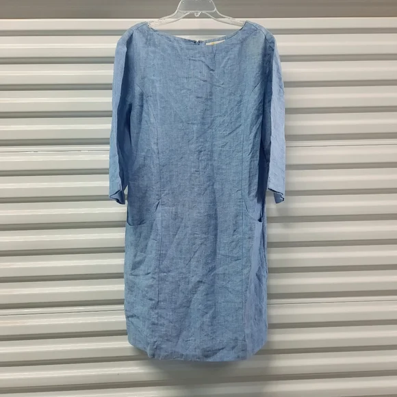 Boden Laurie Dress Women's Size 10R Blue Chambray Linen Casual - Picture 4 of 9